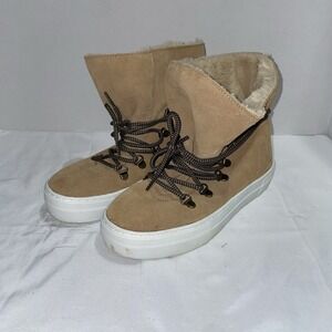 Skechers Alba-High Hugs Suede‎ Lace Up Sneaker Boots Womens Size 7 Tan